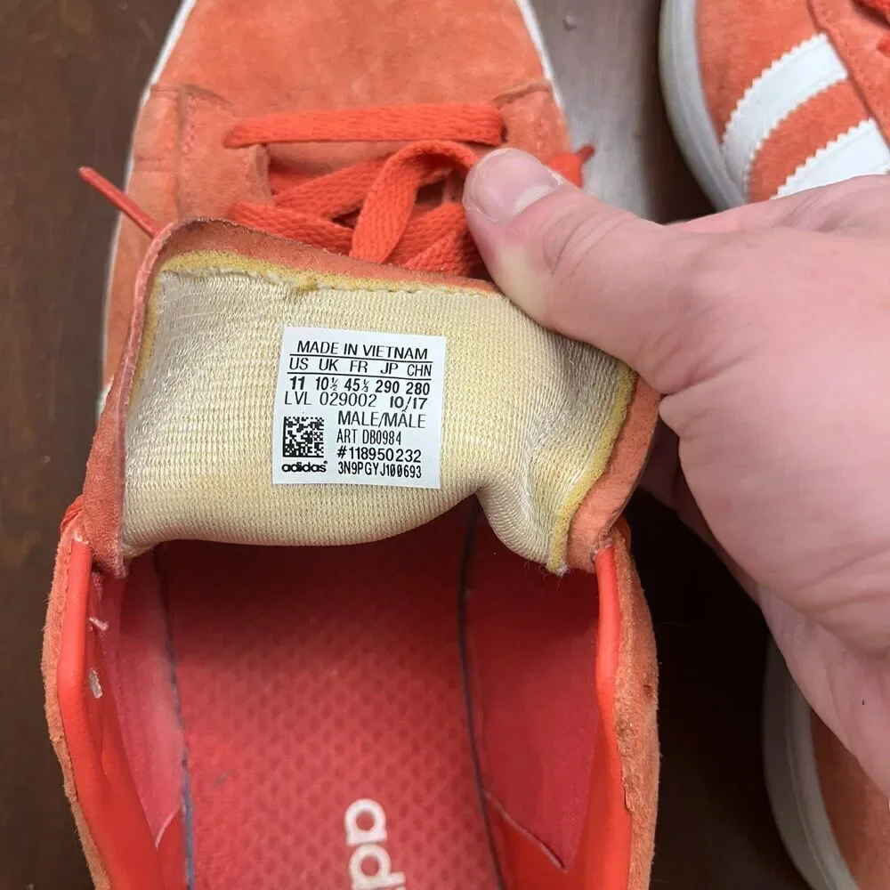 Adidas Campus Trasca Mens Orange White Sneakers 11 Suede Casual Low Top Normcore